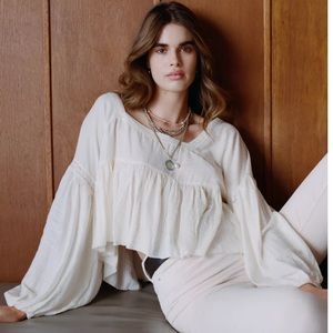 UO Long Sleeved Thea Peplum Crop Blouse